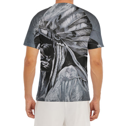 Monochrome Native Indian Portrait Print Men's Short Sleeve Rash Guard