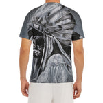 Monochrome Native Indian Portrait Print Men's Short Sleeve Rash Guard