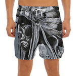 Monochrome Native Indian Portrait Print Men's Split Running Shorts