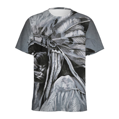 Monochrome Native Indian Portrait Print Men's Sports T-Shirt