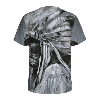 Monochrome Native Indian Portrait Print Men's Sports T-Shirt