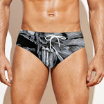 Monochrome Native Indian Portrait Print Men's Swim Briefs