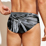 Monochrome Native Indian Portrait Print Men's Swim Briefs
