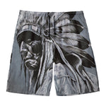 Monochrome Native Indian Portrait Print Men's Swim Trunks