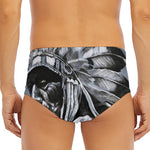 Monochrome Native Indian Portrait Print Men's Triangle Swim Briefs