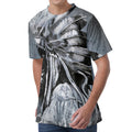 Monochrome Native Indian Portrait Print Men's Velvet T-Shirt