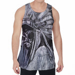 Monochrome Native Indian Portrait Print Men's Velvet Tank Top