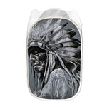 Monochrome Native Indian Portrait Print Mesh Laundry Hamper