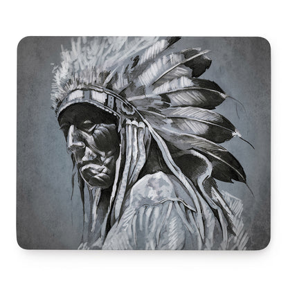 Monochrome Native Indian Portrait Print Mouse Pad