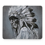 Monochrome Native Indian Portrait Print Mouse Pad