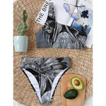 Monochrome Native Indian Portrait Print One Shoulder Bikini Top