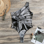 Monochrome Native Indian Portrait Print One Shoulder Bodysuit