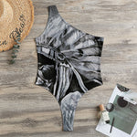 Monochrome Native Indian Portrait Print One Shoulder Bodysuit
