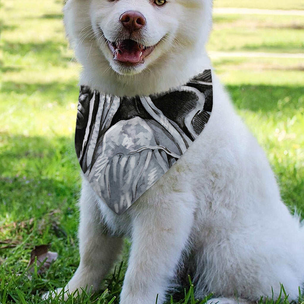 Monochrome Native Indian Portrait Print Over The Collar Dog Bandana