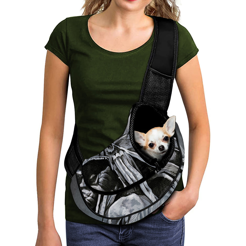 Monochrome Native Indian Portrait Print Pet Sling Carrier