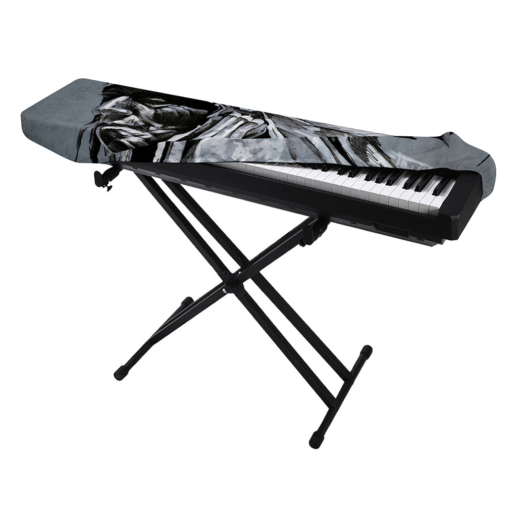 Monochrome Native Indian Portrait Print Piano Keyboard Cover