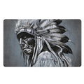 Monochrome Native Indian Portrait Print Polyester Doormat