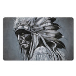 Monochrome Native Indian Portrait Print Polyester Doormat