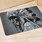 Monochrome Native Indian Portrait Print Polyester Doormat