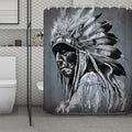 Monochrome Native Indian Portrait Print Polyester Shower Curtain