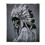 Monochrome Native Indian Portrait Print Polyester Shower Curtain