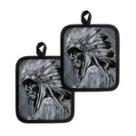 Monochrome Native Indian Portrait Print Pot Holders