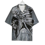 Monochrome Native Indian Portrait Print Rayon Hawaiian Shirt