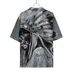 Monochrome Native Indian Portrait Print Rayon Hawaiian Shirt
