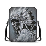 Monochrome Native Indian Portrait Print Rectangular Crossbody Bag