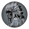 Monochrome Native Indian Portrait Print Round Floor Mat