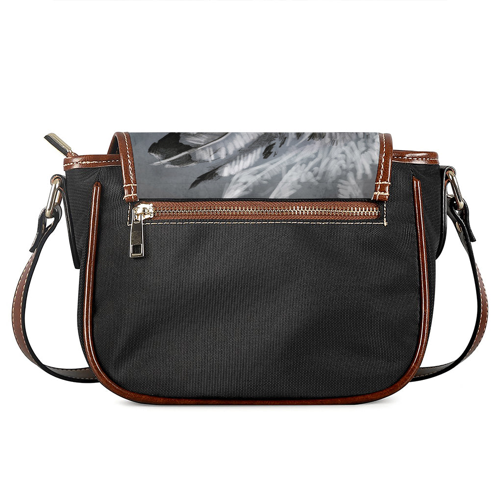 Monochrome Native Indian Portrait Print Saddle Bag