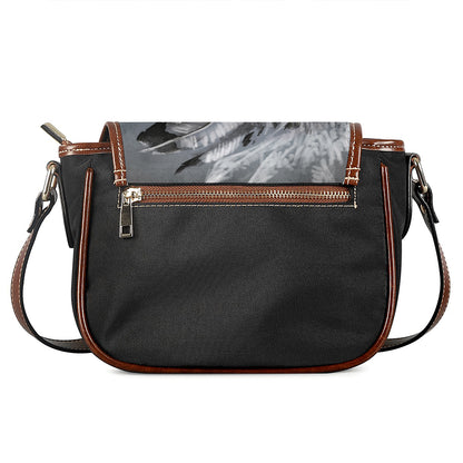 Monochrome Native Indian Portrait Print Saddle Bag
