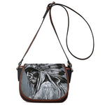Monochrome Native Indian Portrait Print Saddle Bag