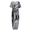 Monochrome Native Indian Portrait Print Short Sleeve Long Nightdress