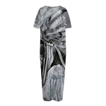 Monochrome Native Indian Portrait Print Short Sleeve Long Nightdress