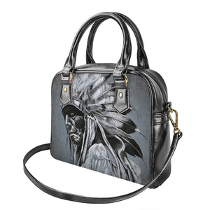 Monochrome Native Indian Portrait Print Shoulder Handbag