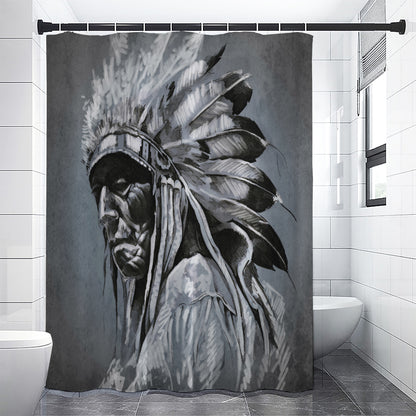 Monochrome Native Indian Portrait Print Shower Curtain