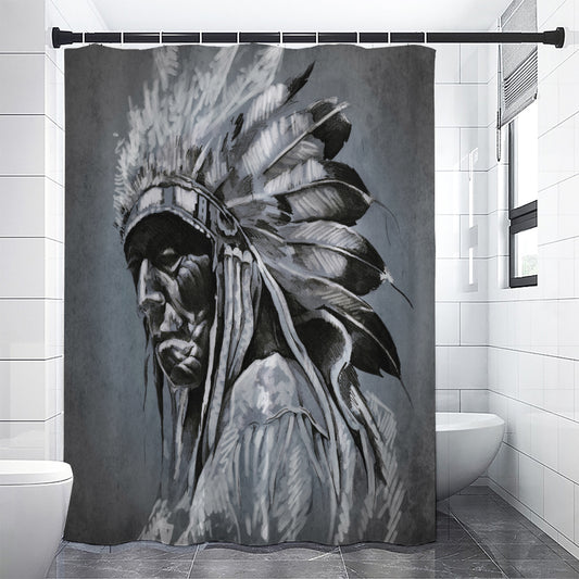 Monochrome Native Indian Portrait Print Shower Curtain