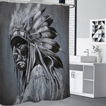 Monochrome Native Indian Portrait Print Shower Curtain