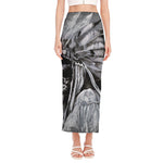 Monochrome Native Indian Portrait Print Side Slit Maxi Skirt