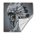 Monochrome Native Indian Portrait Print Silk Bandana