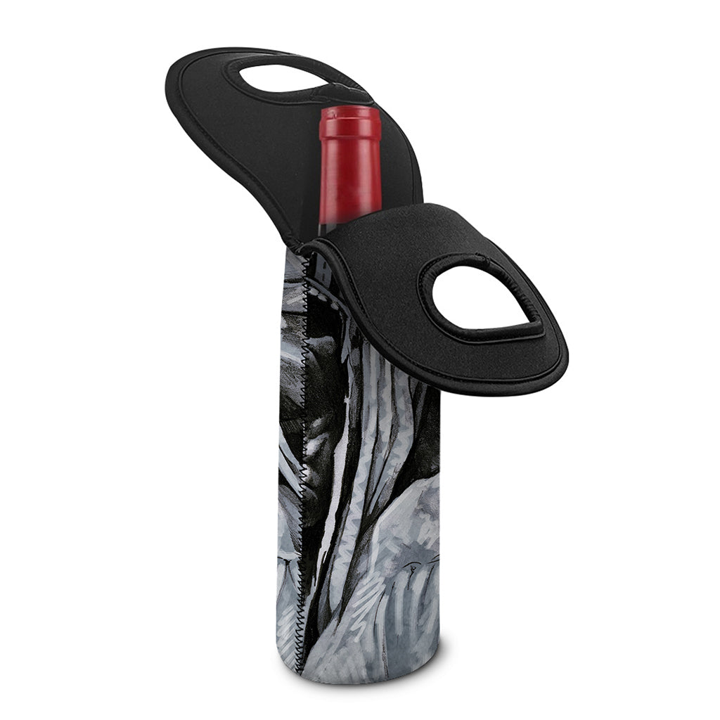 Monochrome Native Indian Portrait Print Single Neoprene Wine Tote