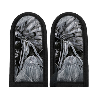 Monochrome Native Indian Portrait Print Skillet Handle Cover
