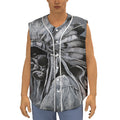 Monochrome Native Indian Portrait Print Sleeveless Baseball Jersey