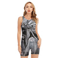 Monochrome Native Indian Portrait Print Sleeveless One Piece Swimsuit