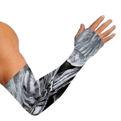 Monochrome Native Indian Portrait Print Sun Protection Arm Sleeves