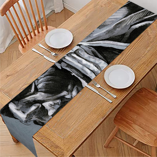 Monochrome Native Indian Portrait Print Table Runner