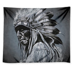 Monochrome Native Indian Portrait Print Tapestry