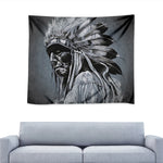Monochrome Native Indian Portrait Print Tapestry