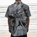 Monochrome Native Indian Portrait Print Textured Short Sleeve Shirt